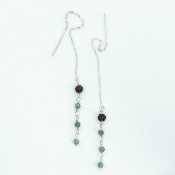 FORGET-ME-NOT silver threader earring, gemstones - Image 3