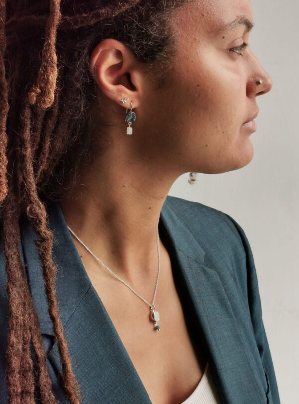 GLACIER raw Moonstone and Tourmaline silver necklace - Image 4