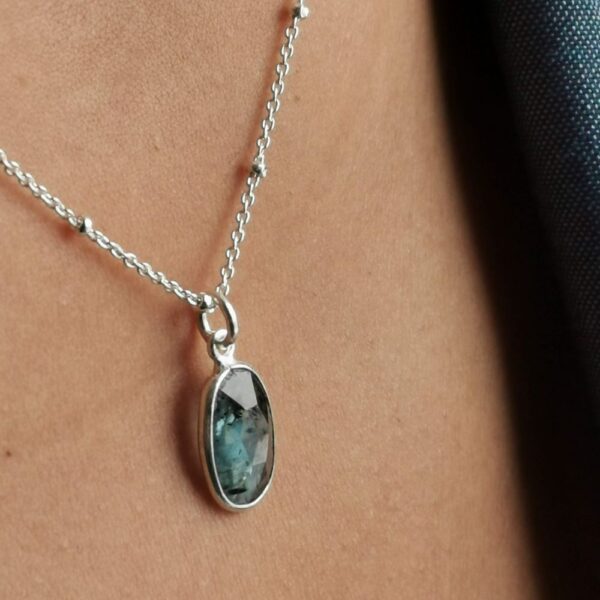 POND, Teal Blue Kyanite, silver necklace