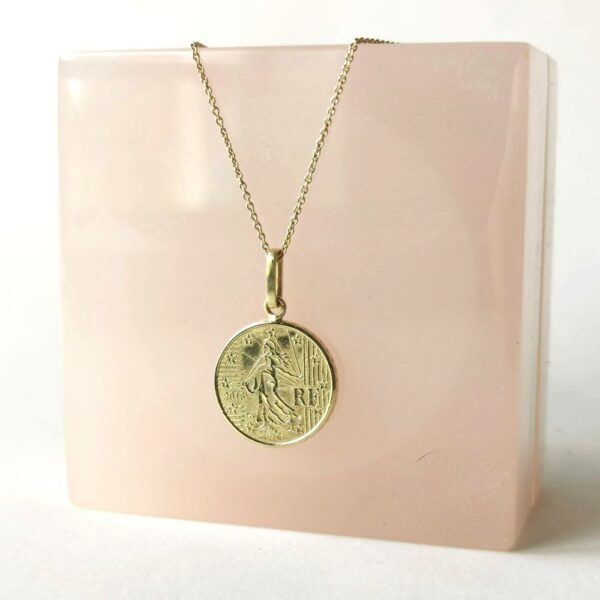 COIN LARGE gold plated brass necklace