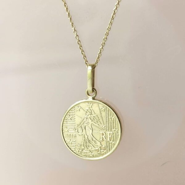 COIN LARGE gold plated brass necklace - Image 4