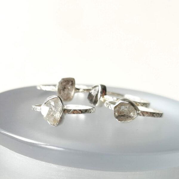 FROZEN LAKE ring, Herkimer Quartz gem