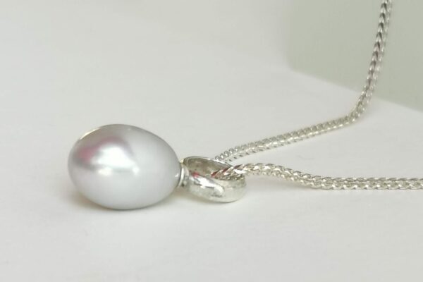 PEARL DROPLET, silver necklace with freshwater pearl hanger - Image 3