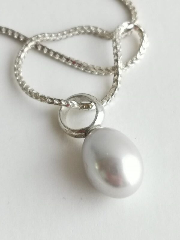 PEARL DROPLET, silver necklace with freshwater pearl hanger - Image 2