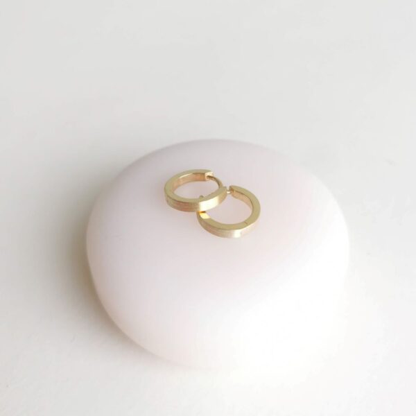 DOUBLE TROUBLE, gold plated hoop earrings