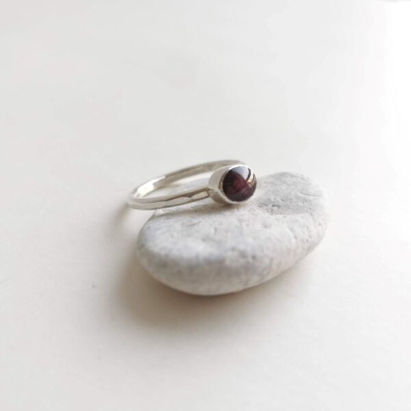 RUBY LAKE, silver ring with ruby gem